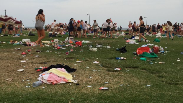 Large amounts of rubbish left near Bronte beach on Christmas Day.