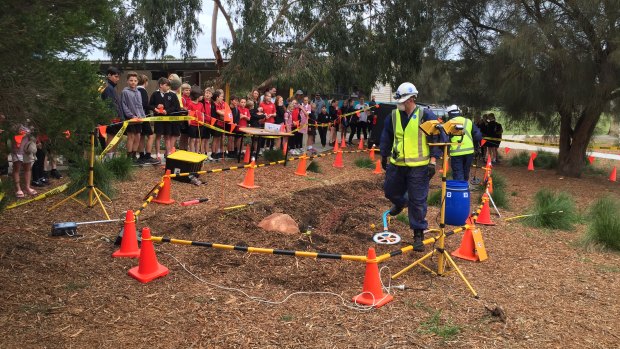 Boneo Primary students arrived at school to find a "meteorite", and were set maths tasks based on it.