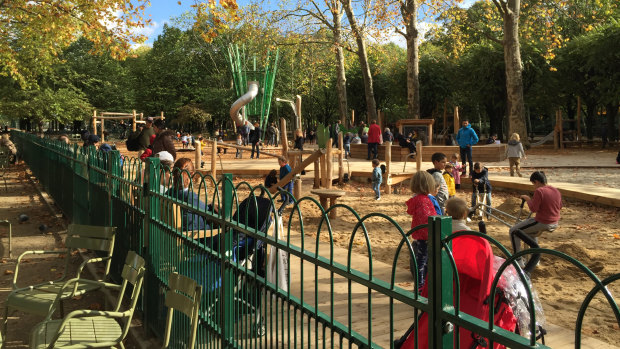 Children enjoy the Luxembourg playground on their school holiday.