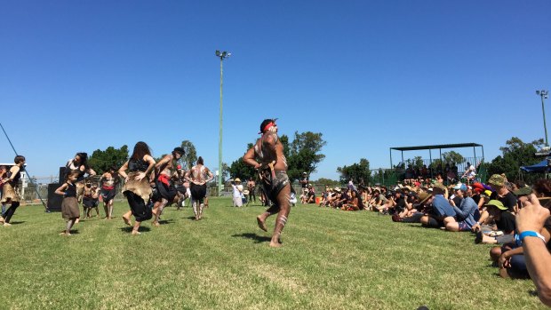 The ceremony begins at the Stop Adani Karmoo Dreaming event at the Clermont Showgrounds.