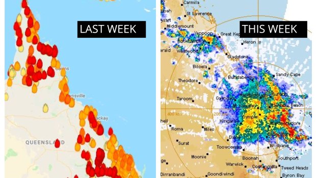 Last week the central coast was covered in bushfires, this week there is lots of rain on the radar.