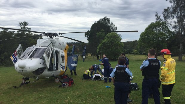 An 18-year-old man was flown to hospital after sustaining burns from burning his school study notes.