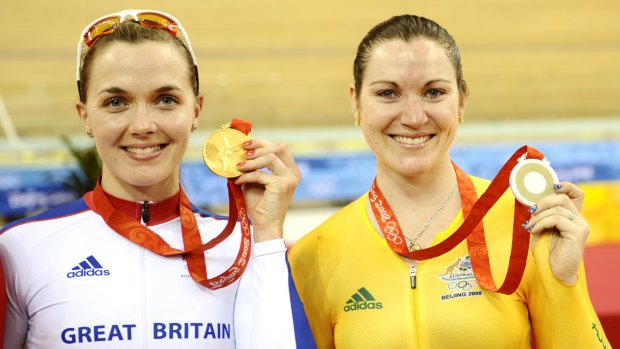 Rivalry: Victoria Pendleton, left, and Australia's Anna Meares at the 2008 Beijing Olympics.