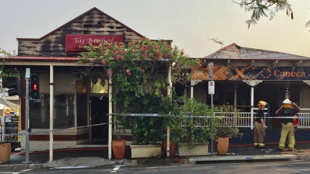 Brunswick Street's Taj Mahal Indian restaurant and the business next door, Caneca Espresso & Bar, were destroyed by fire.