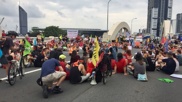 The Extinction Rebellion group blocked all traffic the four-lane bridge to  demand action on climate change.