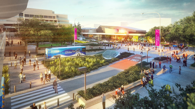 Concept images for the new Metro Cultural Centre station at South Brisbane, as part of the council's Brisbane Metro plans.