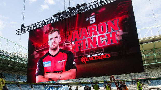 Larger than life: Renegades captain goes up in lights on the JumboTron screen.