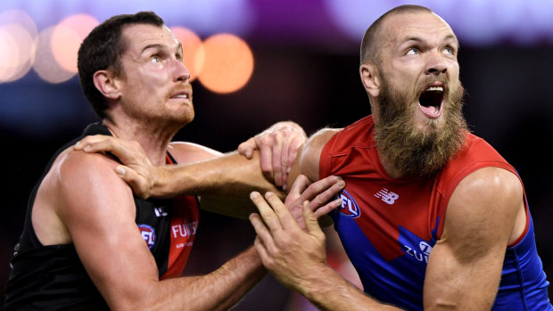 Matthew Leuenberger contests with Max Gawn.