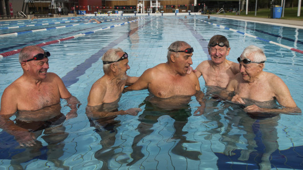 Swimming is now the choice of physical exercise for these men. 
