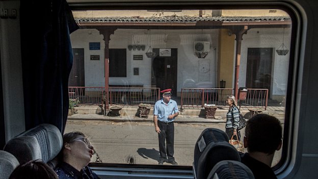 The train creaks along at 30km/hr.