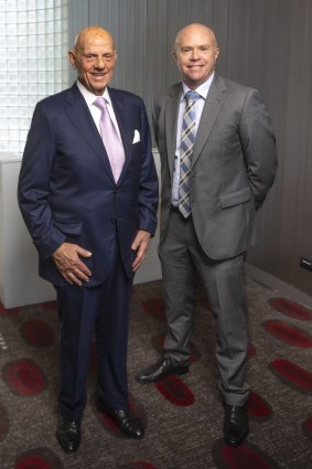 Solomon Lew with CFO and interim CEO John Bryce at the AGM.