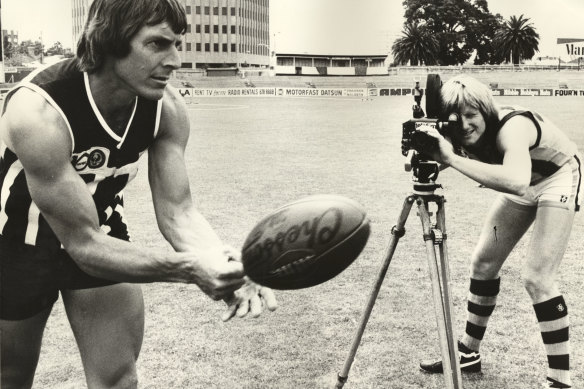 Russell Ebert with Peter Knights (behind the camera).