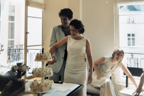 Philippe and Miranda Moreira on their wedding day in Paris, 2004.