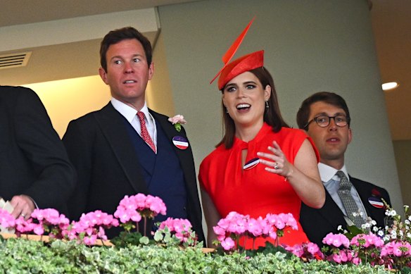 Jack Brooksbank and Princess Eugenie at Ascot Racecourse in 2025.