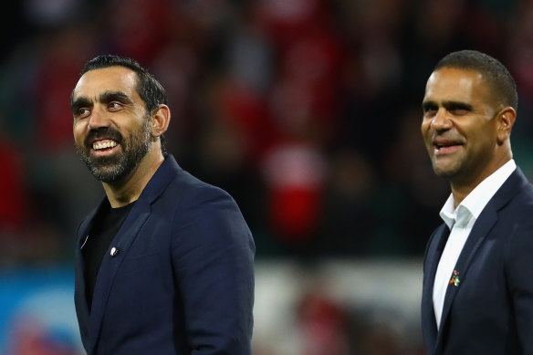 Swans legends Adam Goodes and Michael O’Loughlin founded the GO Foundation to empower Indigenous youth through education.