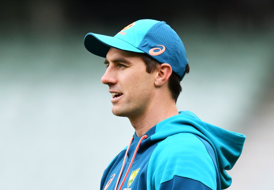 Pat Cummins watches training at the Adelaide Oval ahead of Thursday’s one-day match against England