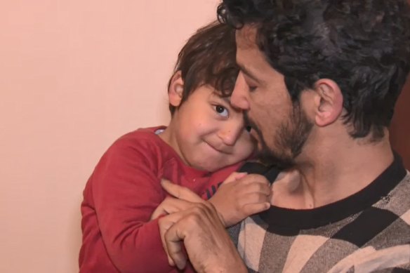Massoud Massoud with his son Mohammad, 2, who was inside a car when it was stolen in Melbourne’s south-east on Monday.