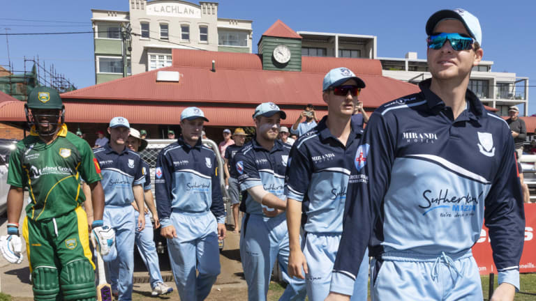 Making the grade: Steve Smith leads out Sutherland against Randwick Petersham at Coogee Oval.