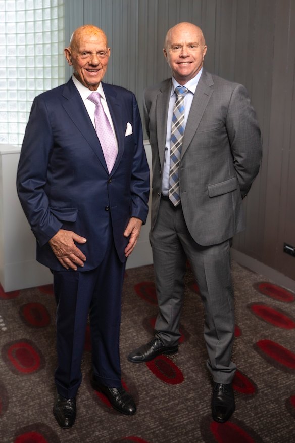 Solomon Lew with CFO and interim CEO John Bryce at the AGM.