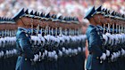 Soldiers march during a military parade in Tiananmen Square in September. 