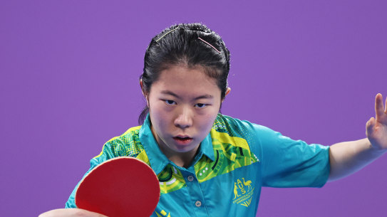Yangzi Liu competes for Australia at the Commonwealth Games in Birmingham, where she won two bronze medals.