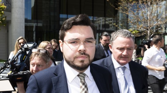 Bruce Lehrmann outside the ACT Supreme Court in October last year.