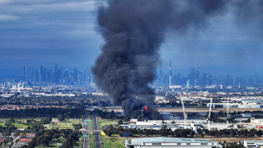 Firefighters have brought a massive blaze at a commercial premises in Derrimut under control.