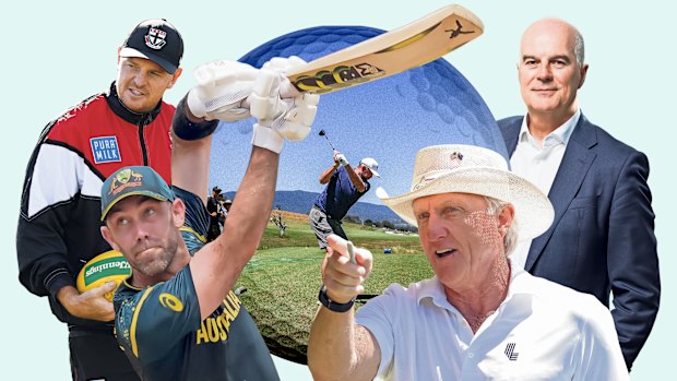 Cathedral Golf Club has a course designed by Greg Norman. Incoming AFL Commission chairman Craig Drummond (top right) and former St Kilda and Essendon player Brendon Goddard are among the members. While Glenn Maxwell was at a recent star-studded event. 