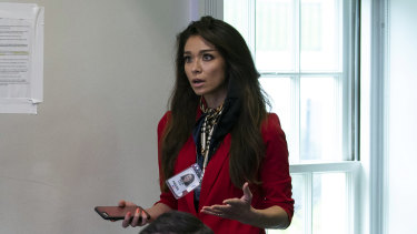 One America News Network reporter Chanel Rion in the White House briefing room.