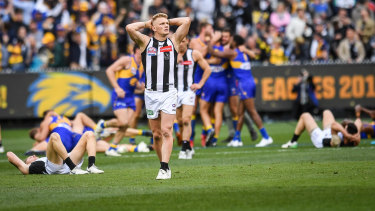 Collingwood's Adam Treloar is left to contemplate what might have been.