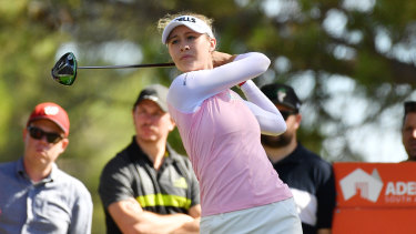 Nelly Korda from the USA in action  on day three of the Women's Australian Open.