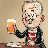 Bottoms up: Albo takes a sip.