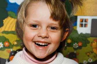 Teresa in a kindergarten photo, aged four.