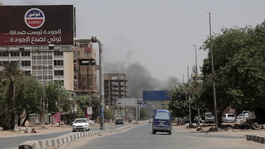 Smoke is seen rising from a neighbourhood in Khartoum, Sudan on Saturday. 