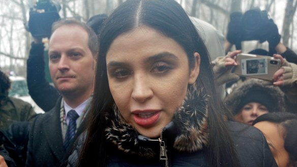Emma Coronel Aispuro, wife of Joaquin “El Chapo” Guzman, leaves federal court in New York in 2019. 