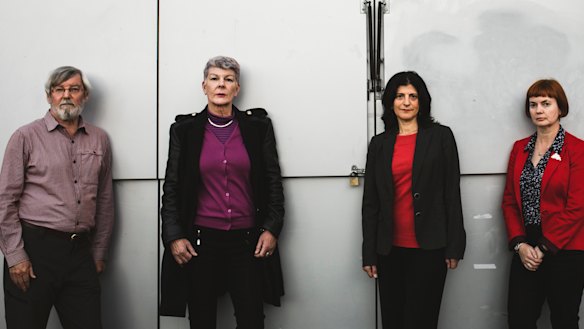 From left, Wayne Arthur committee member of Griffith Narrabundah Community Association, Caroline Luke committee member of Friends of Manuka Pool, Marea Fatseas chair of the Inner South Canberra Coummunity Council, and Rebecca Scouller president of Kingston and Barton Residents Group.