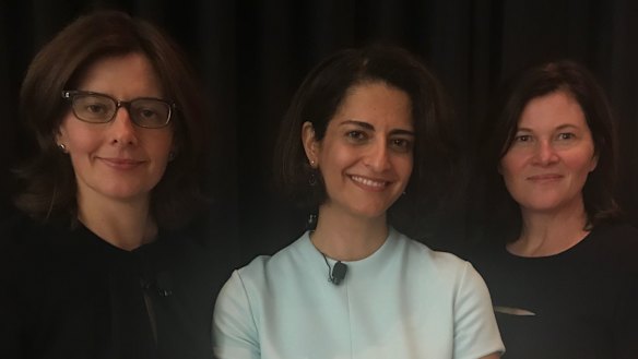 Vanessa Whittaker SC, Sera Mirzabegian and Maria O’Brien from lobby group WomenVote.