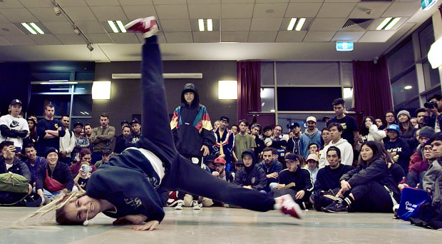 Patricia Crasmaruc competes in a breakdance battle in Keep Stepping.