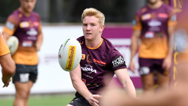 Huge step up: Brisbane's Tom Dearden trains with the Broncos this week.