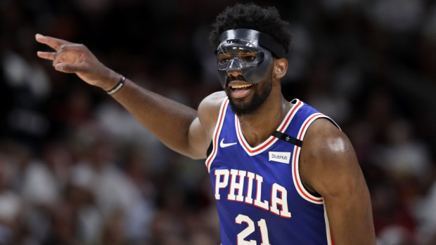 Joel Embiid wore a protective face mask.