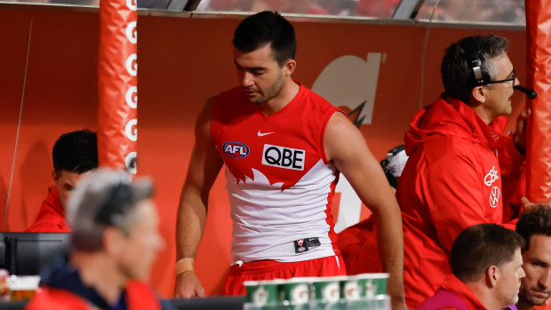 Logan McDonald was subbed out late in Sydney’s preliminary final win and had next to no impact in the grand final.