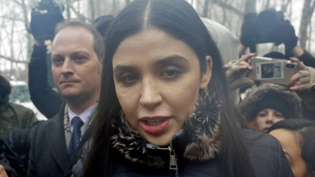 Emma Coronel Aispuro, wife of Joaquin “El Chapo” Guzman, leaves federal court in New York in 2019. 