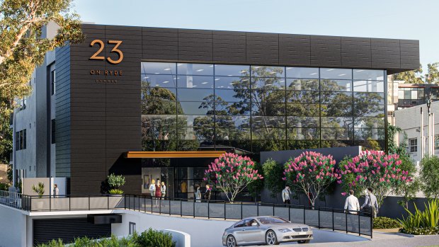 Renders of the re-developed three floor office building at 23 Ryde Road, Pymble, Sydney
