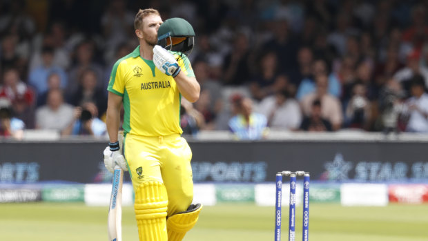 Hundred not out: Aaron Finch celebrates his ton at Lord's.