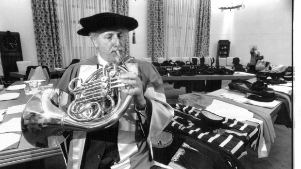 Barry Tuckwell after receiving an Honorary Degree, Doctor of Music, from the University of Sydney in 1994.