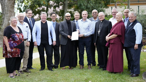 Members of the multi-faith group who have joined forces to review religious instruction materials in Queensland state schools.