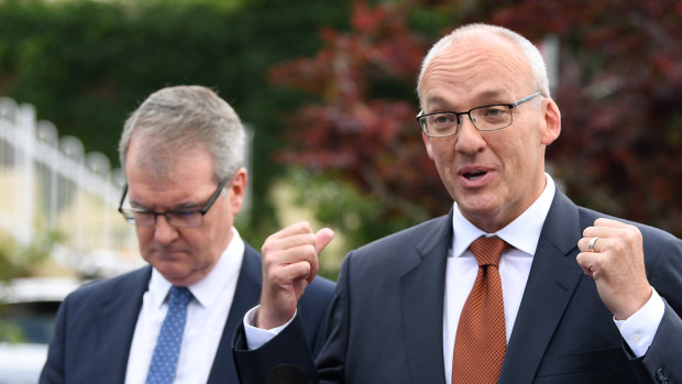 Then deputy leader Michael Daley with then Labor leader Luke Foley, in November 2018.