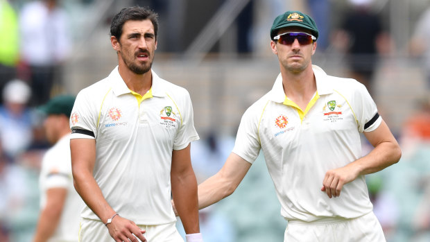 Criticism: Shane Warne has hit out at Australia's pacemen including Mitchell Starc (left), while praising Pat Cummins as a future skipper.