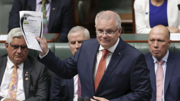 Minister for Indigenous Australians Ken Wyatt and Prime Minister Scott Morrison during his Closing the Gap statement on Wednesday.