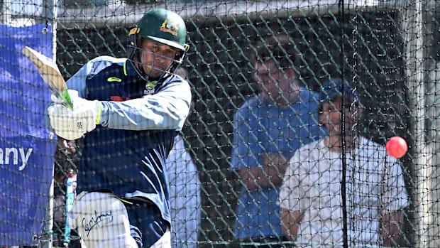 Usman Khawaja during a net session earlier in the month.